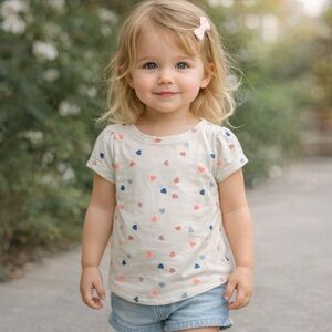 Cat & Jack 2 Pack Toddler Girls’ Short Sleeve Hearts T-Shirt 2T